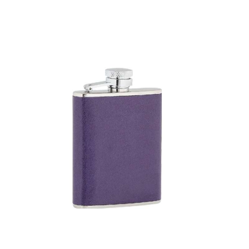 Purple Leather Hipflask
